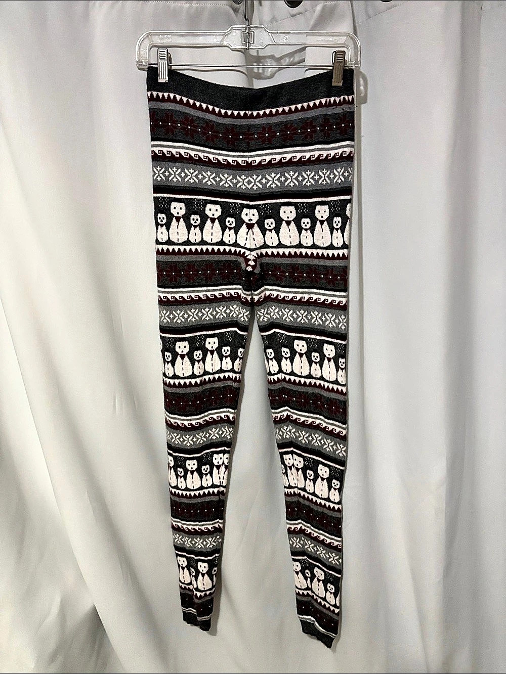 Forever 21 Fair Isle Snowman Leggings in Black & Red Size Medium